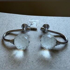 Crystal Faceted Curtain Tiebacks - Clear and Silver